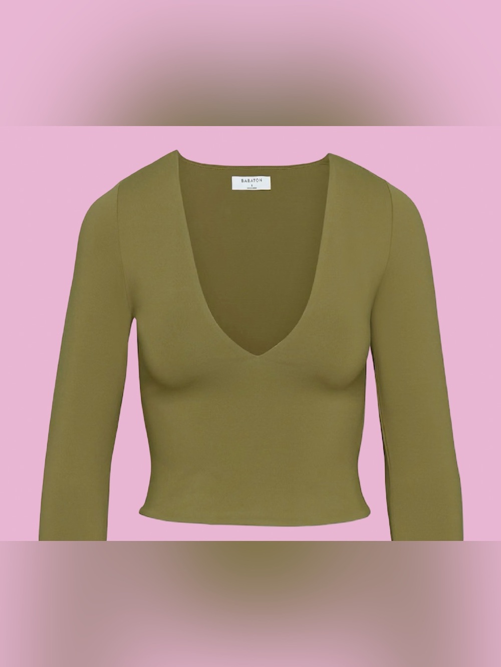 ARITZIA Babaton Contour V-Neck Longsleeve Olive Green XXS